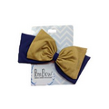 Pom Bow  Hair Bow - Navy Blue/Old Gold